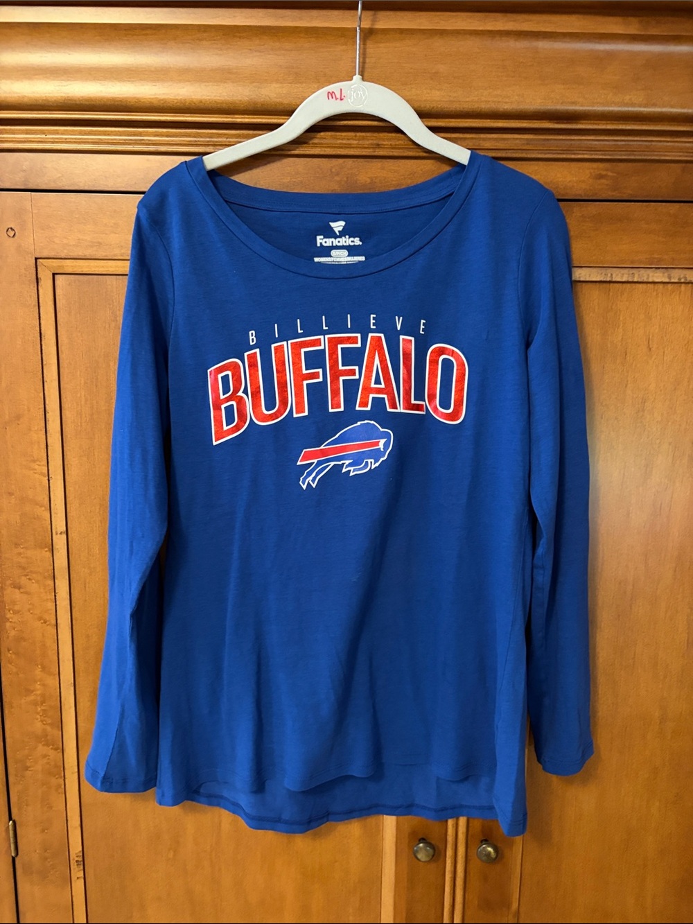 Fanatics Buffalo Bills Blue Long Sleeve 'Buffalo' Graphic Tee with Red Accents